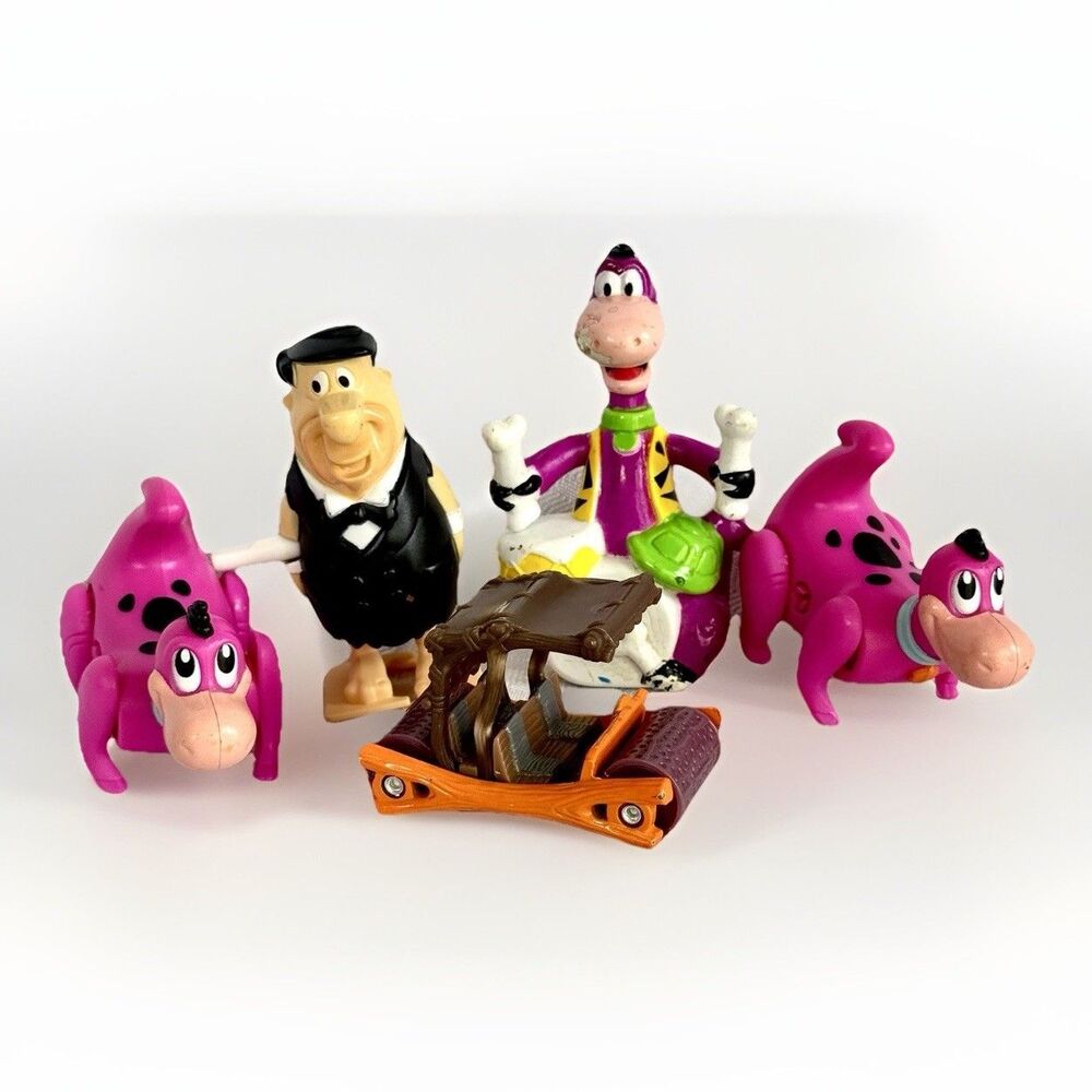 Vintage Flintstones Burger King Toys Lot Dino Fred Car Color Changey 1990s